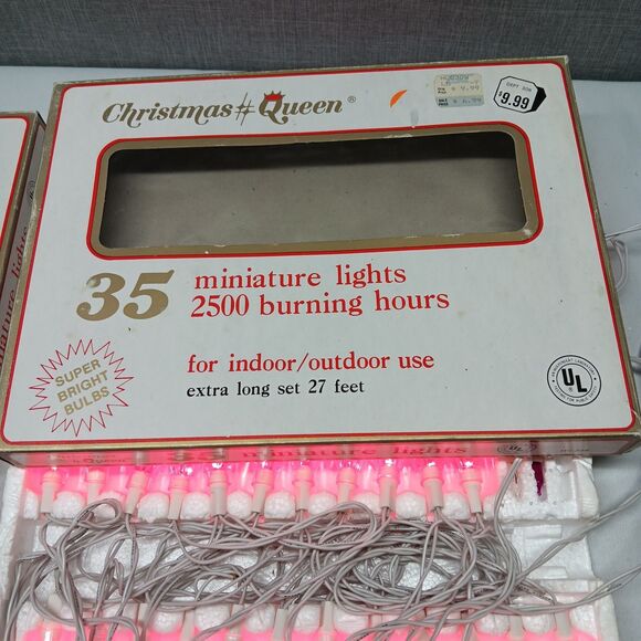 VTG XMAS Lights Petal Reflectors Indoor Outdoor 70 PINK Set NEW 70s 80s RARE - Picture 6 of 9